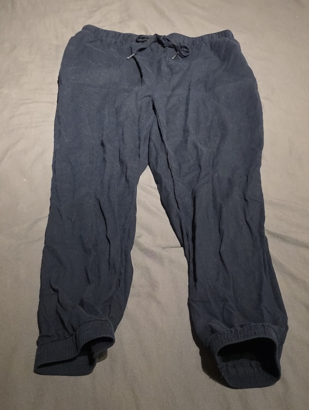 Comfort Stretch Navy Linen/Rayon Drawstring Joggers for Women